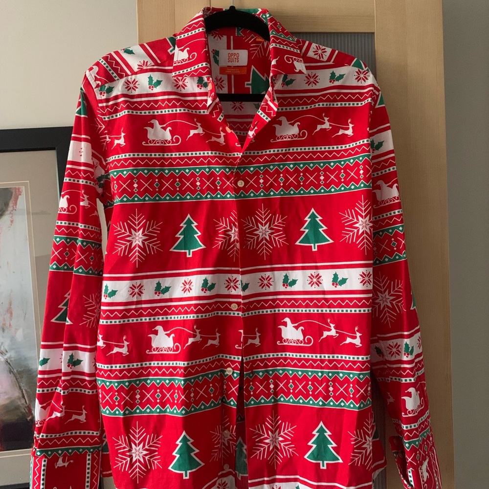 Oppo suits long sleeve Christmas button up